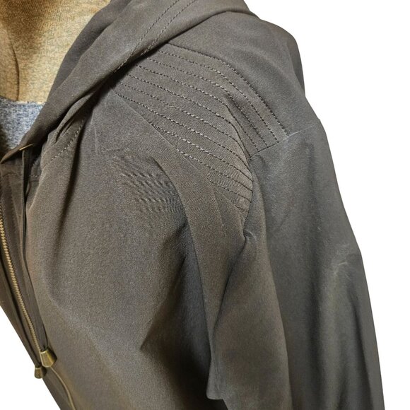 Chicos Zenergy Jacket Women Size 3 Brown Hooded Full Zip Pockets Polyester Blend - Picture 8 of 10